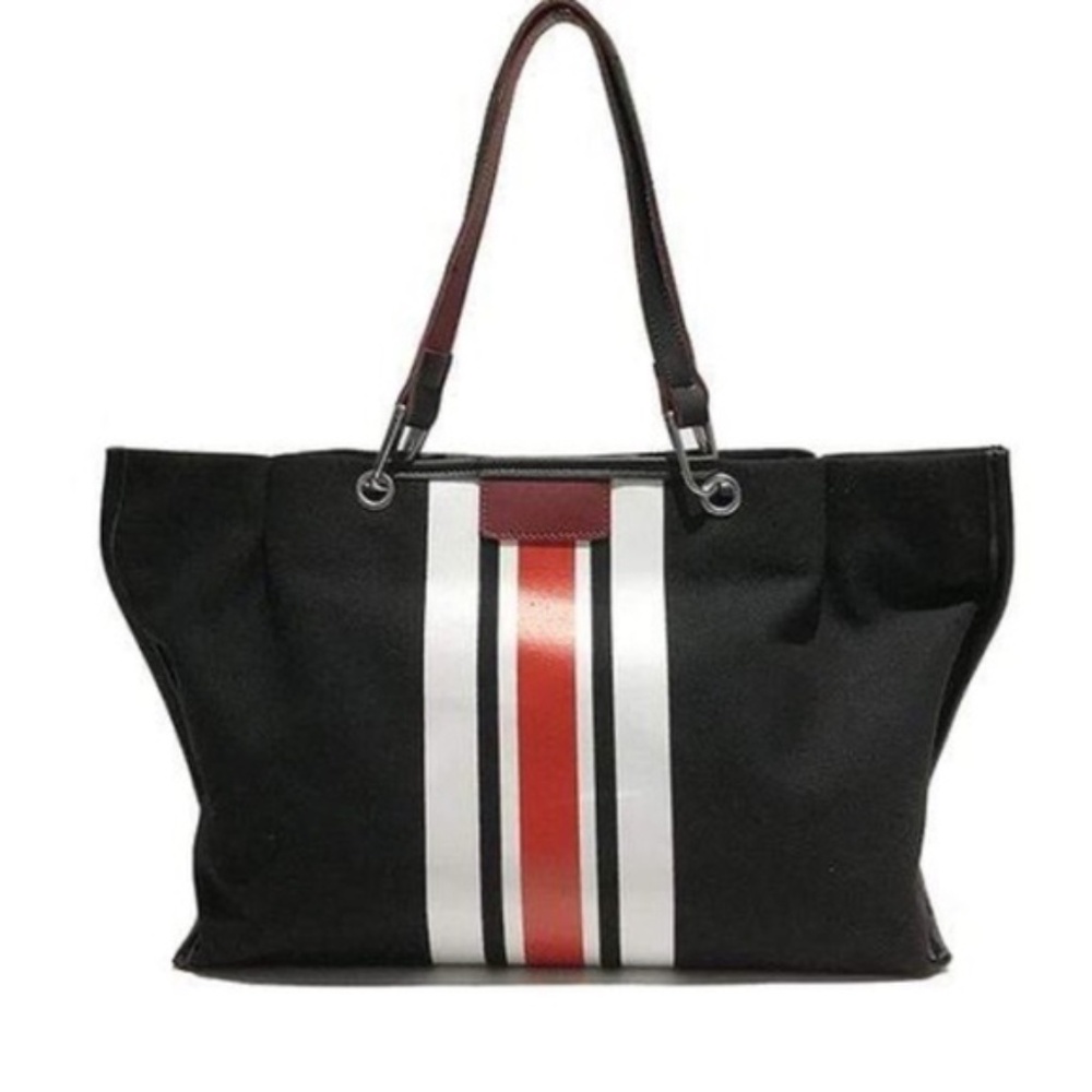 Womens Black Canvas Tote Bag Handbag Over‎ Shoulder Straps
